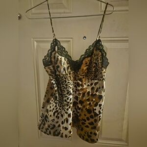 Vintage Leopard Print Lace Trim Cami Y2k 90s 80s Medium cinema etoile